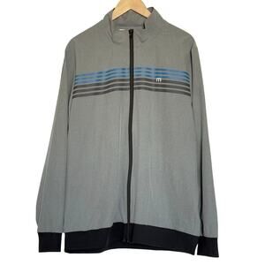 Travis Mathew Men's Golf Jacket Grey/Blue Striped Windbreaker Size X-Large